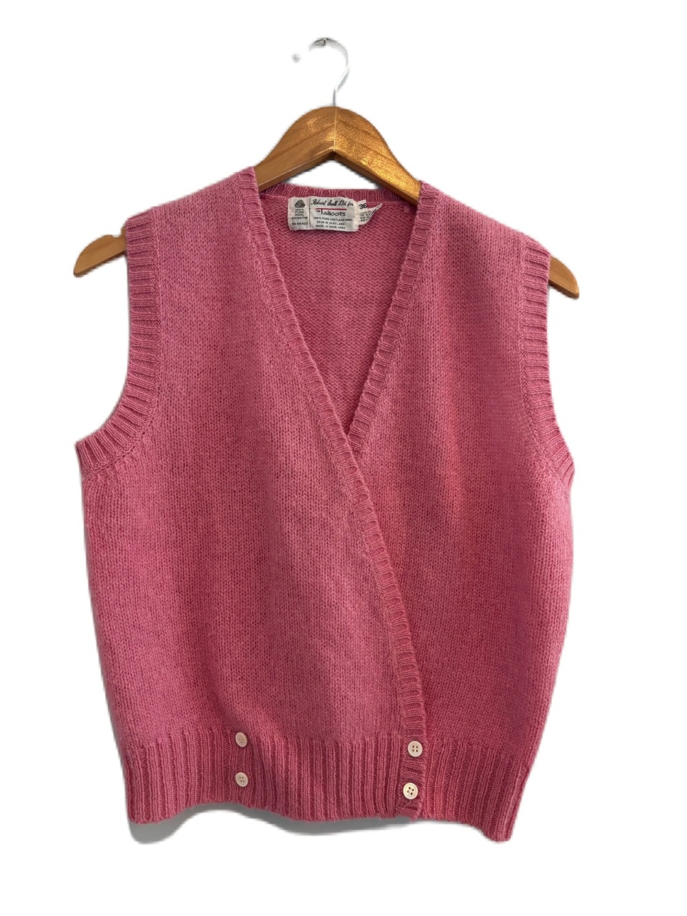 Robert Scott for Talbots Vintage Wool Pink Sweater Vest Size Small